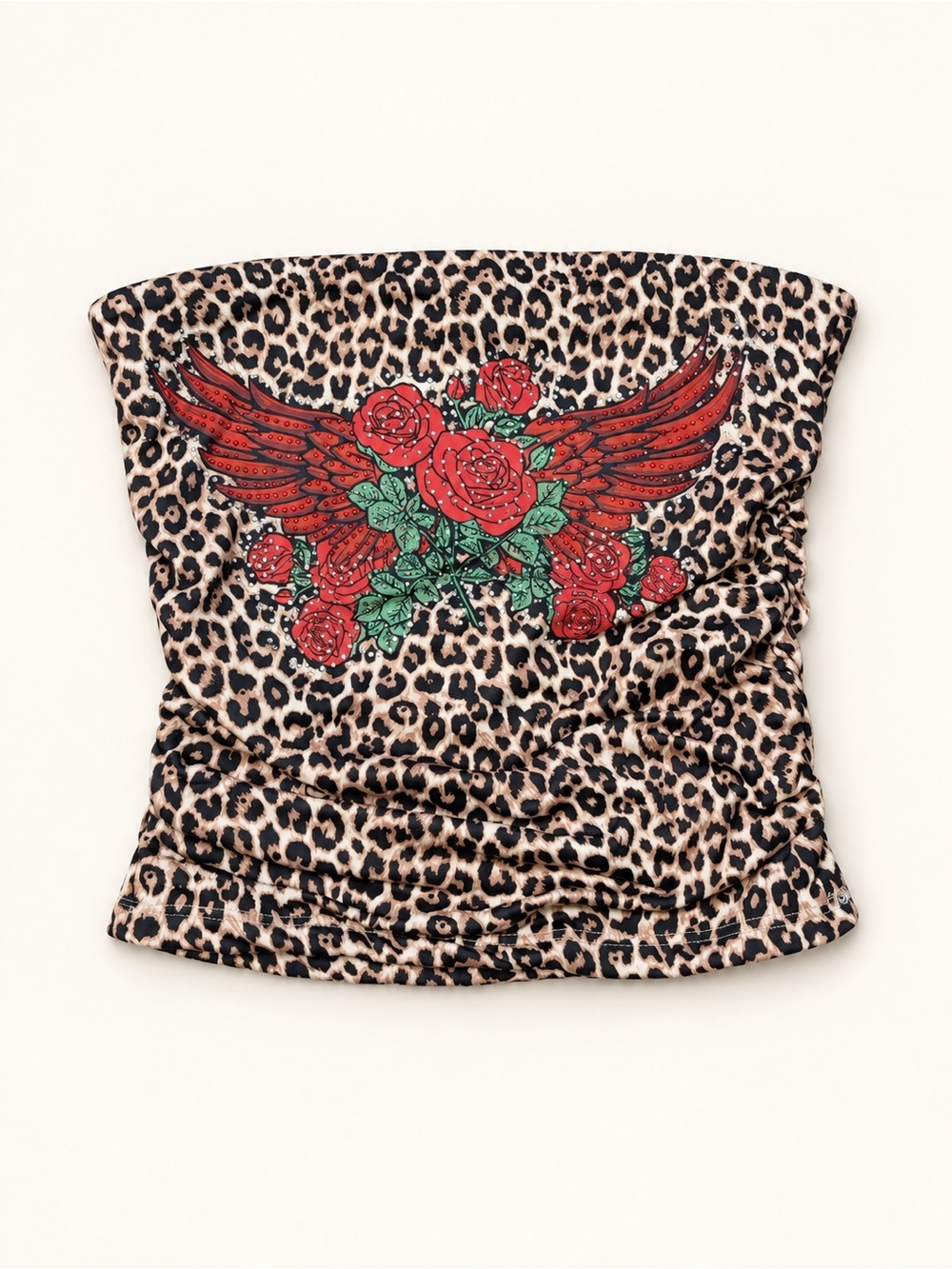 Forever 21 Leopard Rose Wing Tube Top Medium